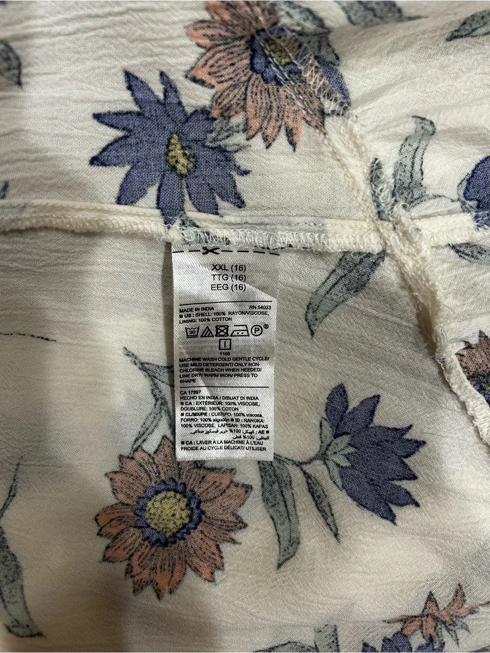 Old Navy Cream Floral Cold-Shoulder Sundress with Navy and Pink Flowers